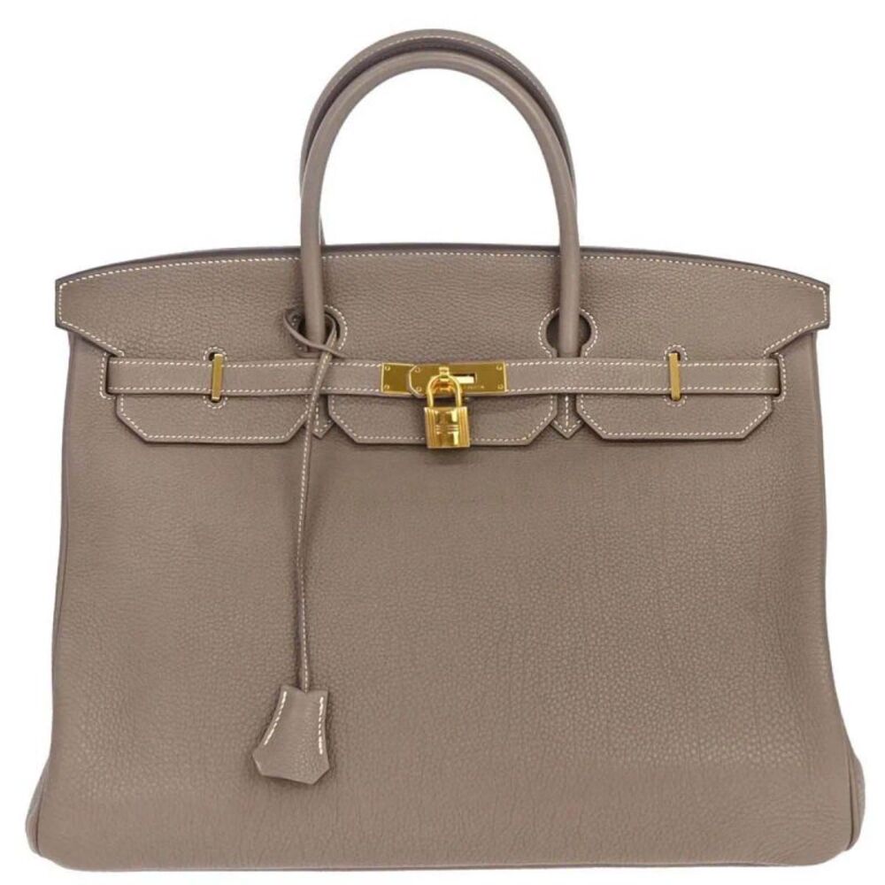 Hermes Birkin Etoupe Togo With Gold Hardware Gray Calfskin Handbag